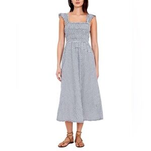 Old Navy White And Navy Blue Gingham Midi Dress Coastal Grandma Cottage Core